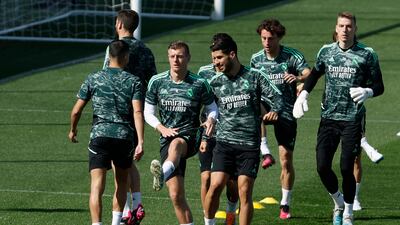 Real Madrid's Toni Kroos and Marco Asensio during training at Valdebebas. EPA