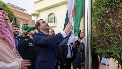 Syria's Foreign Minister Asaad Al Shibani opens the Syrian Consulate in the city of Jeddah in Saudi Arabia.