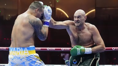 Tyson Fury, right, will make his comeback against Arslanbek Makhmudov on Saturday night. PA