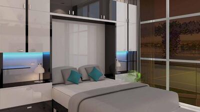 Nearly a third of all the homes expected to be completed in Dubai this year are sitting empty, according to CBRE. Pictured, the fold-out bed. Courtesy Danube Group