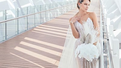 A beaded wedding gown by Garimon Roferos. Photo: Garimon Roferos / Instagram