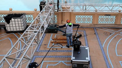 Dubai, United Arab Emirates - January 01, 2011: The clean up operations after the celebrations the night for New Years Eve 2019. Tuesday, December 1st, 2019 in Downtown, Dubai. Chris Whiteoak/The National