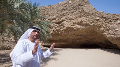 Abdullah Al Naqbi at Al Daba cave at Nahwa village in Sharjah. The cave is said to have contained a snake that attacked all who walked by it.