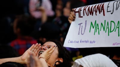 A protest march in Mexico City after a string of alleged attacks by police officers. Marco Ugarte / AP