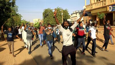 Sudanese demonstrators chant slogans as they take part in anti-government protests in Khartoum. Reuters