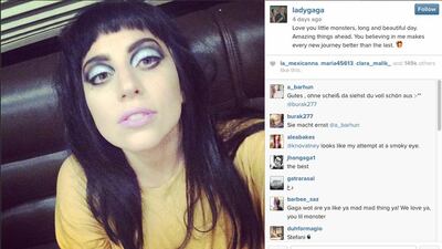 A screenshot of Lady Gaga's selfie on Instagram.
