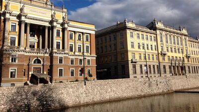 A view of downtown Sarajevo, with buildings lining the Miljacka river. Declan McVeigh/The National