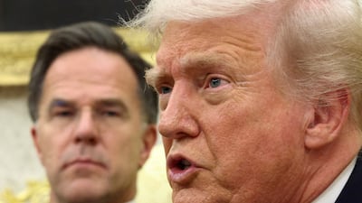 US President Donald Trump with Nato Secretary General Mark Rutte in Washington last October. Trump's careless and inaccurate comments on America’s Nato allies hit a nerve. Reuters