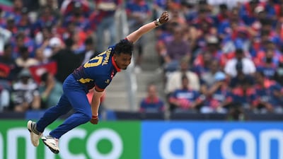 Nepal‘s Sompal Kami is mainly a bowler but he hit the third biggest maximum of the T20 World Cup - a 105m six against South Africa quick Anrich Nortje. AFP