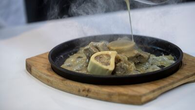 Sizzling bulalo steak.