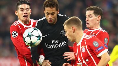 Bayern Munich, in red, crowded out Paris Saint-Germain during their 3-1 win. Alexander Hassenstein / Getty Images