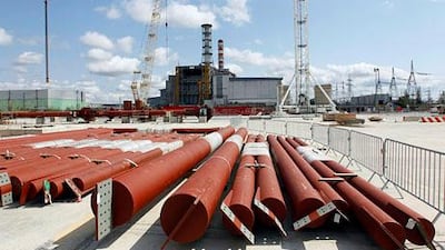 A $2.2 billion protective shelter is being built over the remains of the Chernobyl nuclear power station because of fears the hastily built sarcophagus may collapse after years of decay. Sergey Dolzhenko / EPA