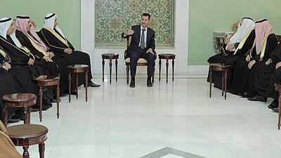 Syria's President Bashar Al Assad met a delegation of clan leaders from three cities located in the northeastern Syria - Deir Ezzour, Raqqa and Hasaka, in Damascus yesterday to discuss the troubles in the country. An Arab League team of monitors is due to arrive on Sunday.