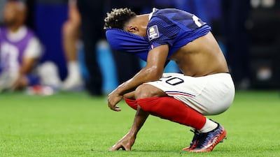 Dejected France attacker Desire Doue after the match. Reuters