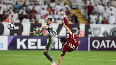 Al Wahda's Ala Zhir scores a bicycle kick against Al Duhail as the UAE club ran out 3-1 winners.