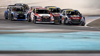 Cars battle for position in the World RX Q2 during the FIA World RallyCross Championship.
