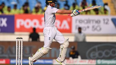 England's Ollie Pope gets hit by ball on his way to a score of 39 off 55 balls. AFP