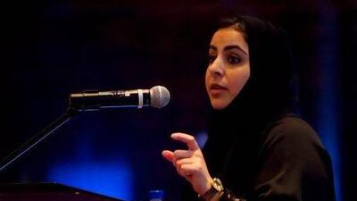Mawya Al Qaissieh speaks during the Emirati Youth Forum. Her career has helped her to find hidden talents. Christopher Pike / The National