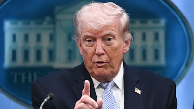 US President Donald Trump in the media room at the White House on April 6, 2026. AFP