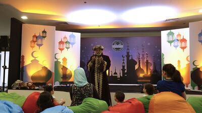 Ahmed Yousef weaves special tales during Ramadan at Souq Al Jubail. Jeffrey E Biteng / The National