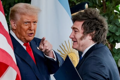 Donald Trump welcomes Argentina's President Javier Milei to the White House in October. Reuters