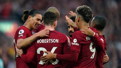 Darwin Nunez celebrates scoring Liverpool's third goal in the 3-1 win against Southampton at Anfield on November 12, 2022. PA