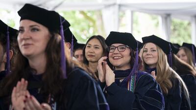 Students arrive for a graduation ceremony at Georgetown University in 2024. Getty Images
