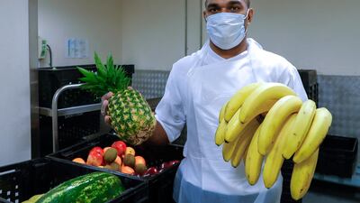 Upul Jaysundra, a junior sous chef, makes sure all vegetables are thoroughly and safely washed using special solutions which are later checked by a paper colour chart for satisfactory tolerances