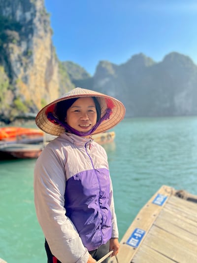Local women row us on small bamboo boats around Vung Vieng village. Photo: Charukesi Ramadurai for The National