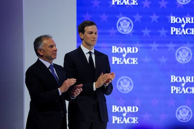 Jared Kushner and US special envoy Steve Witkoff at the World Economic Forum in Davos last month. Reuters