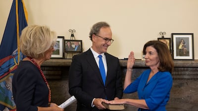 New York Governor Kathy Hochul (R) sworn in as the state's 57th governor. EPA / Office of Governor Kathy Hochul