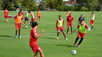 The Costa Rica team train on May 21, 2014. Ezequiel Becerra / AFP