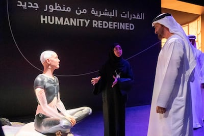 Sheikh Mohamed bin Zayed, Crown Prince of Abu Dhabi, tours a taster for the much-awaited Museum of the Future during the 2019 World Government Summit. Rashed Al Mansoori / Ministry of Presidential Affairs