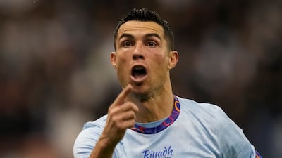 Cristiano Ronaldo celebrates after scoring the first goal for Riyadh All-Stars. AP