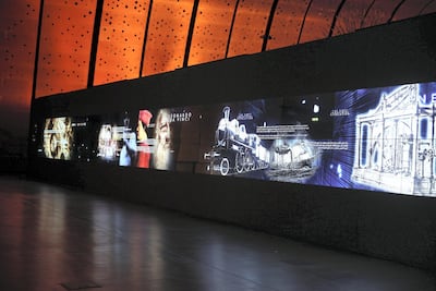 A 20-metre, 30-screen video wall displays images that take visitors from ancient Arabia to Renaissance Italy and back to the present. Courtesy Ithra