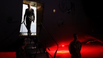 US Secretary of State Antony Blinken disembarks during his visit to Jordan after arriving from Israel on November 3. AP Photo