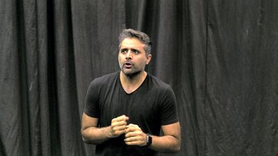 DUBAI, UNITED ARAB EMIRATES - AUG 5: The cast of the play, ‘Mian Biwi aur Wagah’ (Husband Wife and the Wagah Border), rehearse before their show on August 11 in The Junction. The play beckons a memorable homecoming experience for the lovers of Urdu theatre and the lost tradition of letter-writing. (Photo by Reem Mohammed/The National) Reporter: Saeed Saeed Section: AC