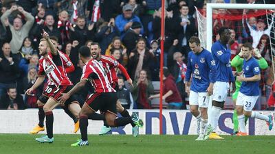 Sunderland's Seb Larsson, left, celebrates scoring the opening goal against Everton in a 1-1 draw on Sunday in the Premier League. Ian MacNicol / AFP