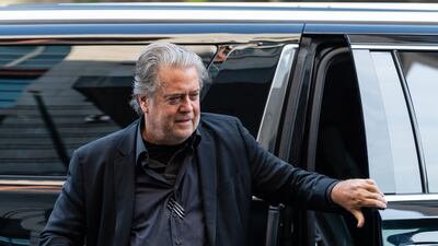 Steve Bannon, former presidential adviser to Donald Trump, arrives at a federal court in Washington for a verdict hearing. Bloomberg