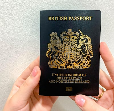 A handout picture released on February 21 by the UK Home Office shows a prototype for Britain's new, blue passport. AFP Photo