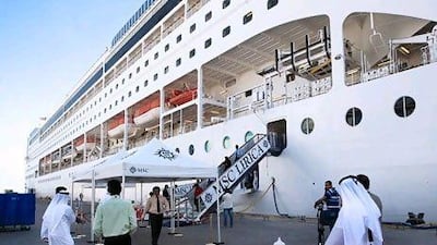 Luxury cruise liner MSC Lirica berths at Mina Zayed port in Abu Dhabi. Ravindranath / The National