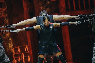 South Korea's Jang Eun-sil, front, and Kim Min-jae in Physical: Asia. Photo: Netflix