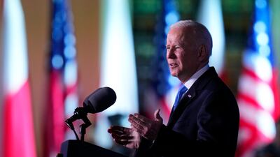 Mr Biden said stopping the war in Ukraine was 'the task of our time'. AP