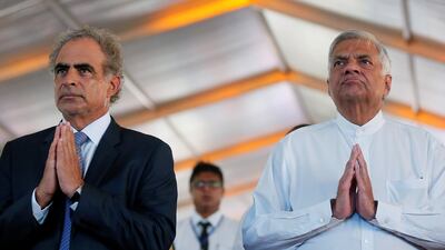 Oman oil minister Mohammed Al Rumhi and Sri Lanka's prime minister Ranil Wickremesing. Reuters