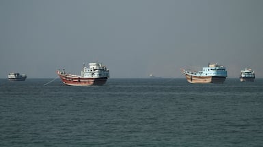 Vessels in the Strait of Hormuz, seen from Musandam, Oman. Reuters