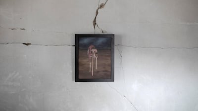 The second part of the exhibition contains oil paintings in wooden frames. These paintings aim to project the notion that each citizen has the 'right to life'. Courtesy Fady Hanona