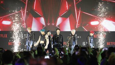 South Korean boy band Exo attends the world premiere of Netflix's '6 Underground' in Seoul in December. Woohae Cho / Getty