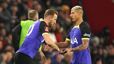 Tottenham Hotspur's Harry Kane comes on for Richarlison. PA
