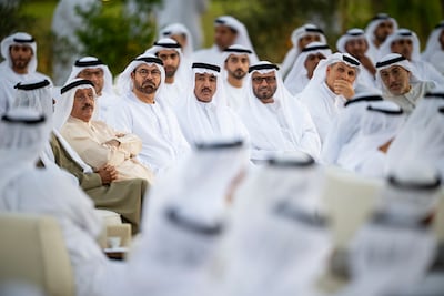 Dr Anwar Gargash and other senior UAE officials attend an iftar reception at the Sea Palace in Abu Dhabi. Omar Al Askar / UAE Presidential Court