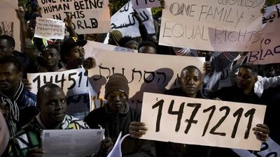 Several thousand African asylum seekers who entered Israel illegally via Egypt staged a peaceful protest last month in Tel Aviv denouncing the refusal of the authorities to grant them refugee status, as well as holding several hundred in detention centres. Oren Ziv / AFP